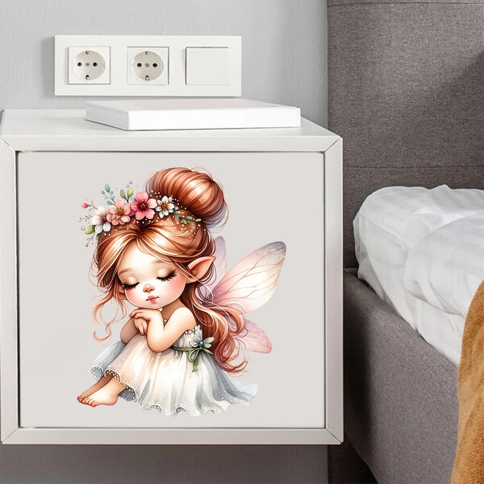 Butterfly Girl Wall Stickers Flower Fairy Wall Decal Cute Baby Room Decor Gir…