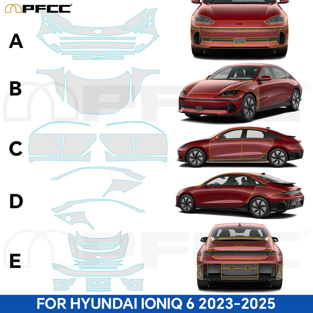 Full Car For Hyundai IONIQ 6 2023-2025 Precut Paint Protection Film Clear PPF