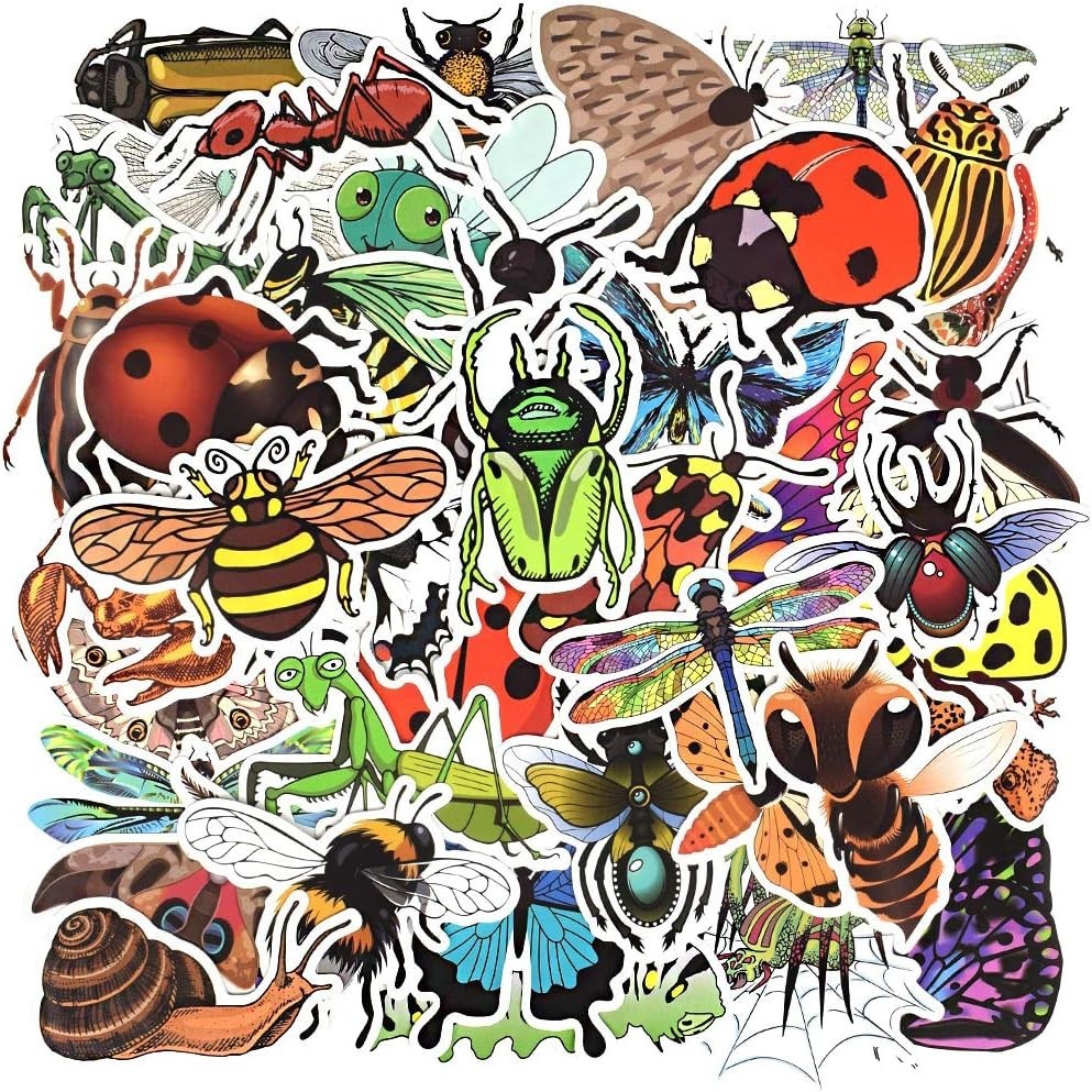 Fun Insect Vinyl Stickers for Kids – 50PCS Waterproof Decor for All Occasions