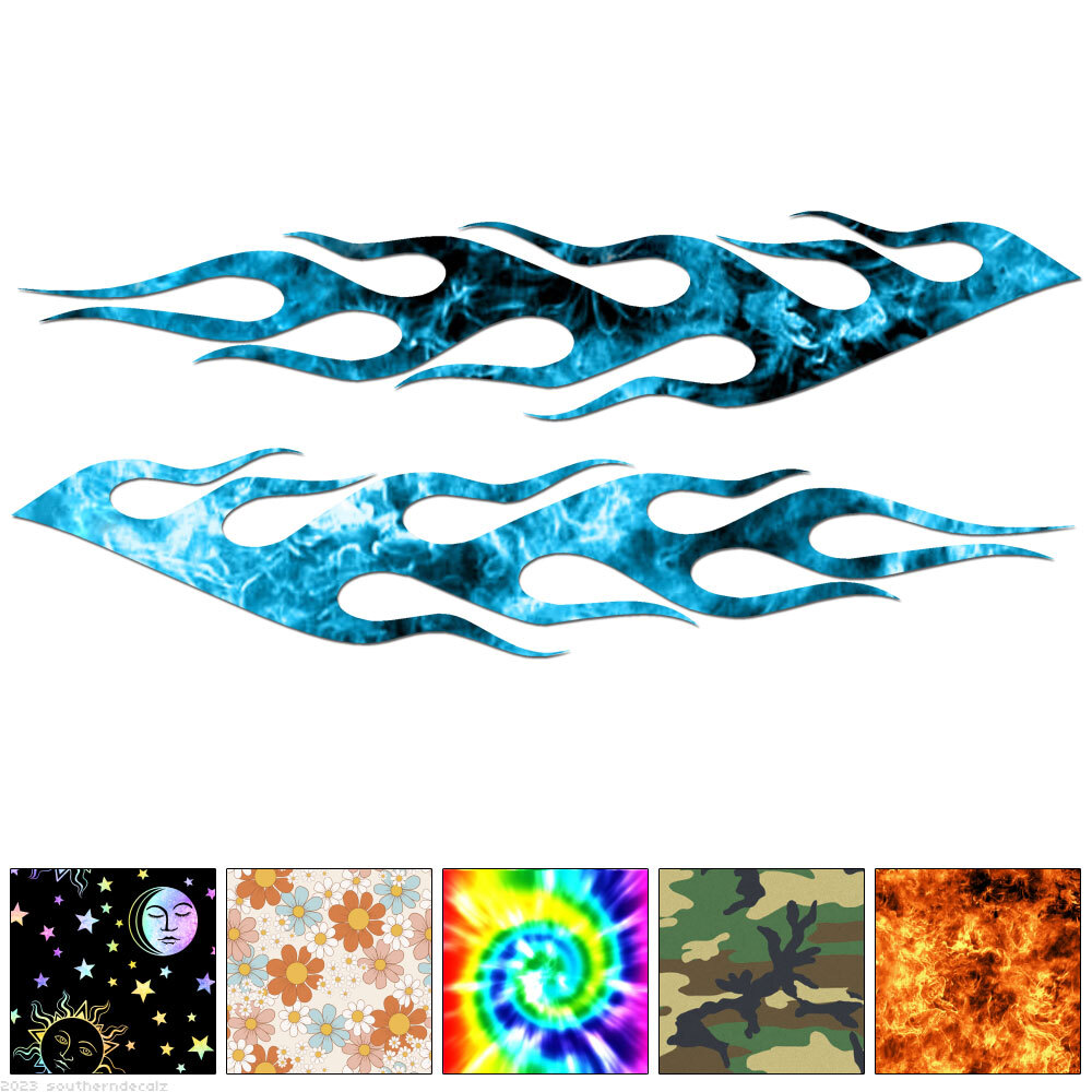 Pair Flames Fire – Decal Sticker – Multiple Patterns & Sizes – ebn7271