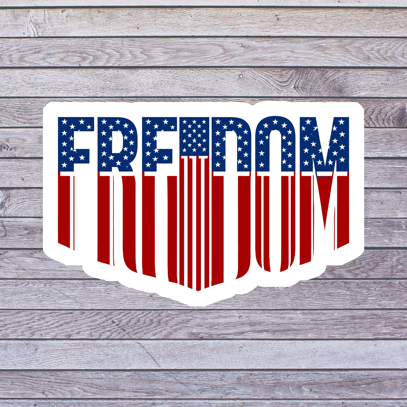 Freedom sticker vinyl decal american flag typography patriotic usa design