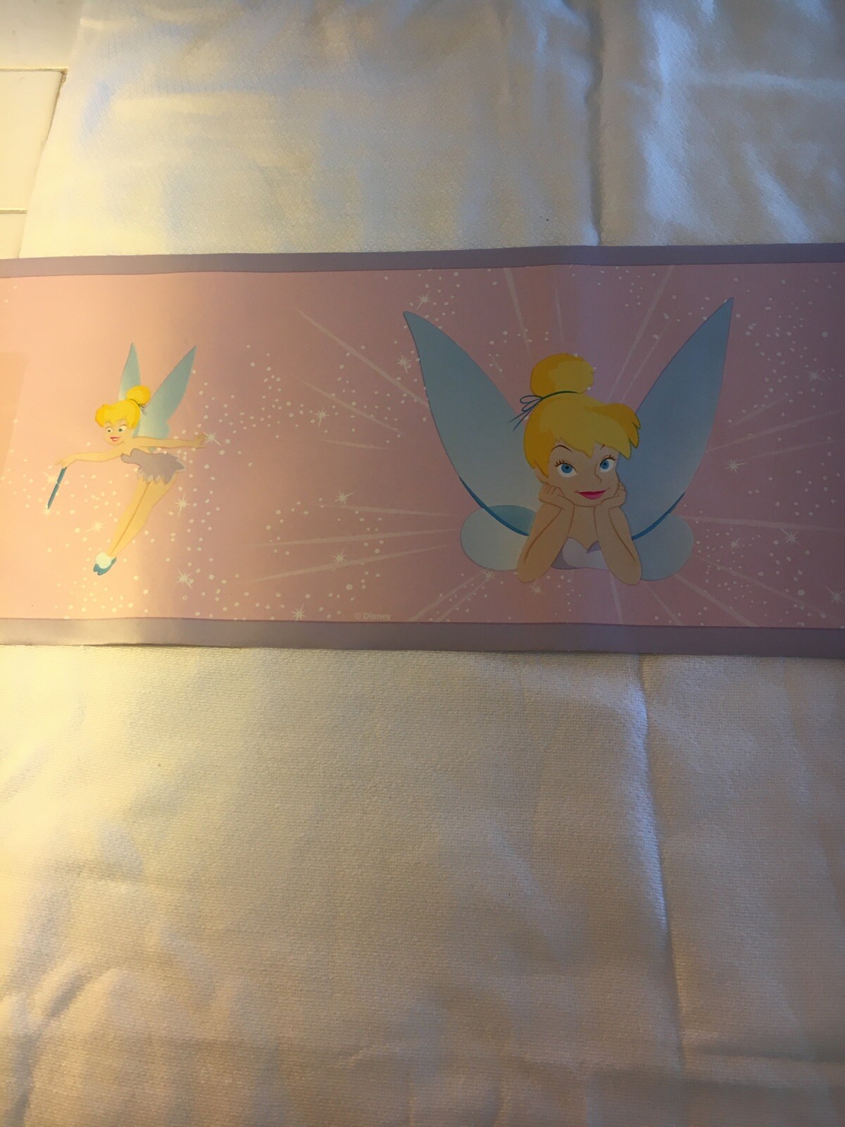 DISNEYS TINKERBELL PINK PURPLE BLUE WALLPAPER BORDER. NEW!