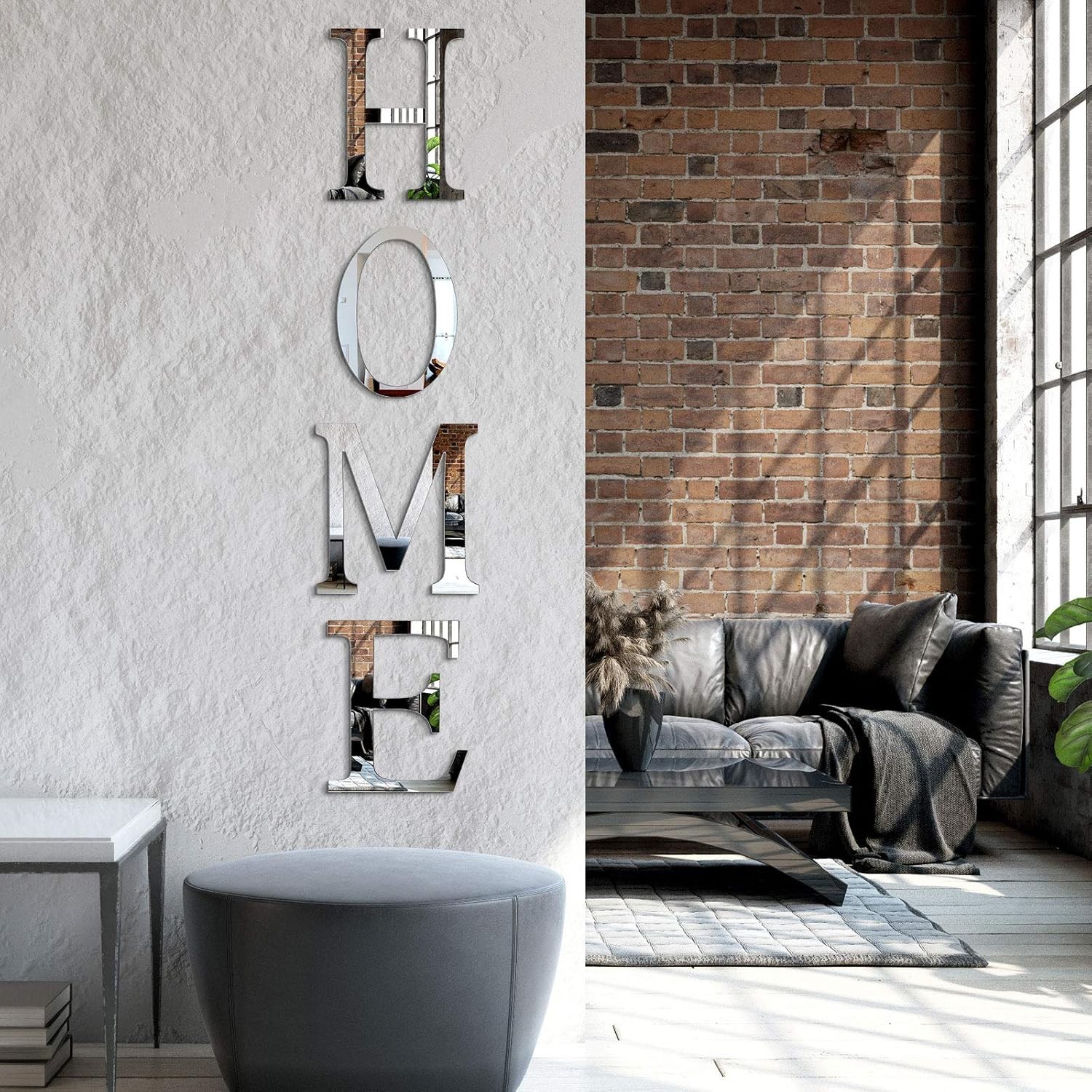 Zonon 3D Home Wall Decor Letter Sign Acrylic Mirror Silver