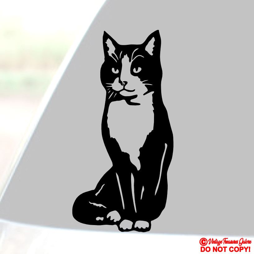 TUXEDO CAT Vinyl Decal Sticker Window Wall Bumper FUNNY FELINE PET ANIMAL KITTEN
