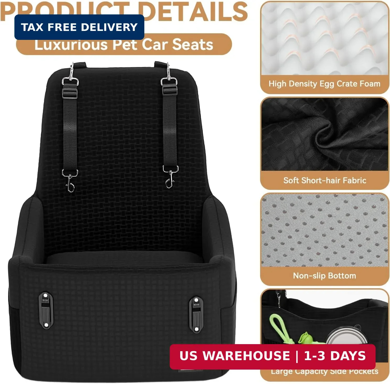 Dog Booster Car Seat for Small/Medium Dogs up to 35 lbs 5" Memory Foam Pet Seat