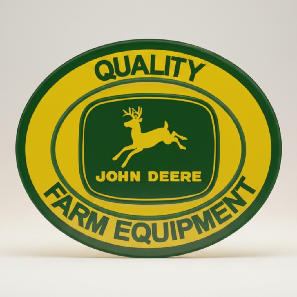 John Deere Farm Equipment Embossed Metal Magnet