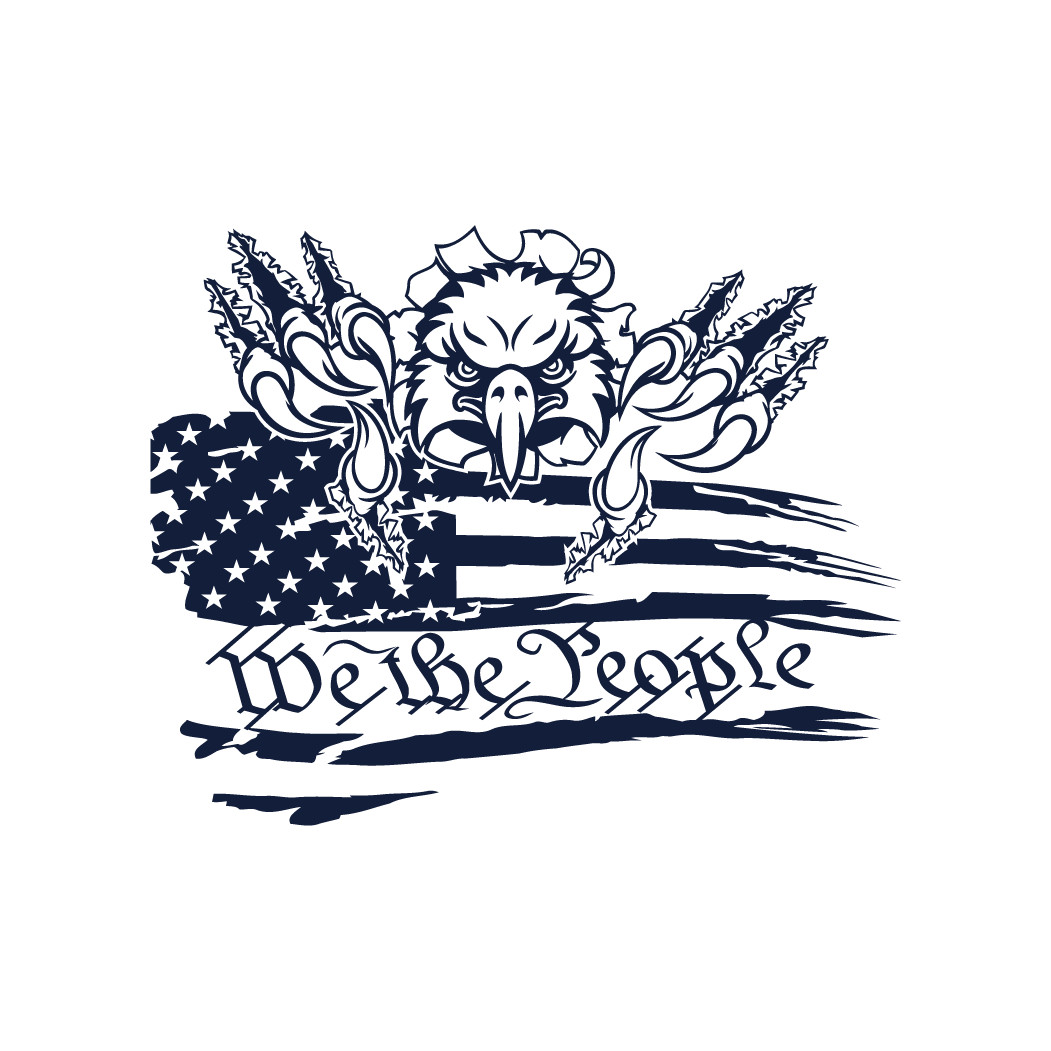American USA Distressed Flag With Eagle & We The People Automotive Die Cut Decal