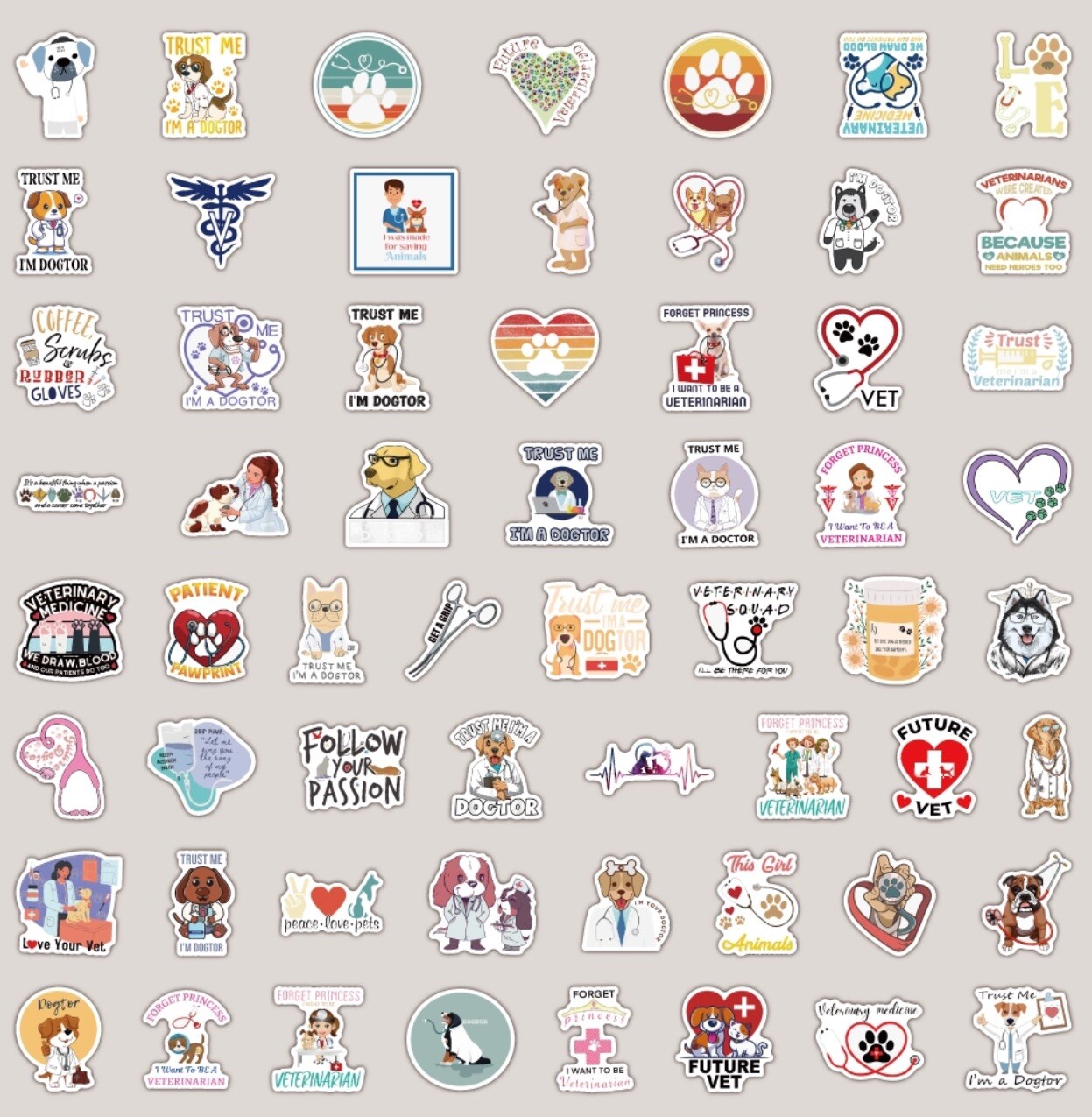 10 Random Vet Tech Animal Stickers Veterinarian Decal Laptop Hydro Free Shipping