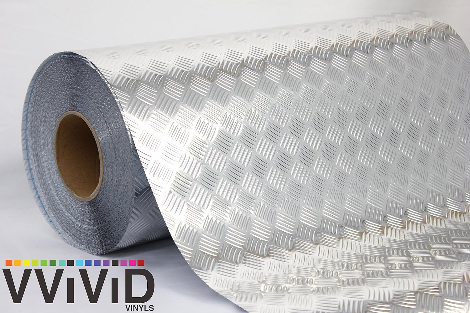 Industrial Utility Diamond Plate Metallic Chrome Finish Vinyl Wrap Sheet Roll Ad