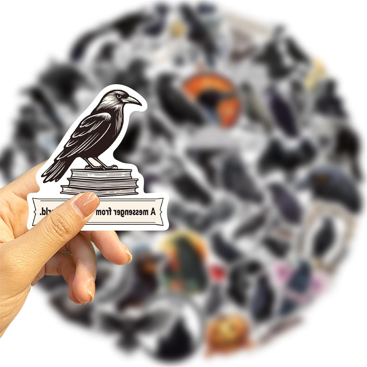 50PCS Crow Stickers, Raven Bird Water Bottle Laptop Sticker Gothic Style Part…