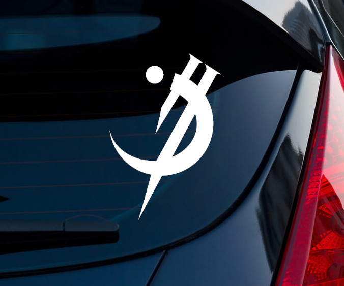 Mistborn Gold Metal Indoor Outdoor Matte White Vinyl Decal 3"x2"