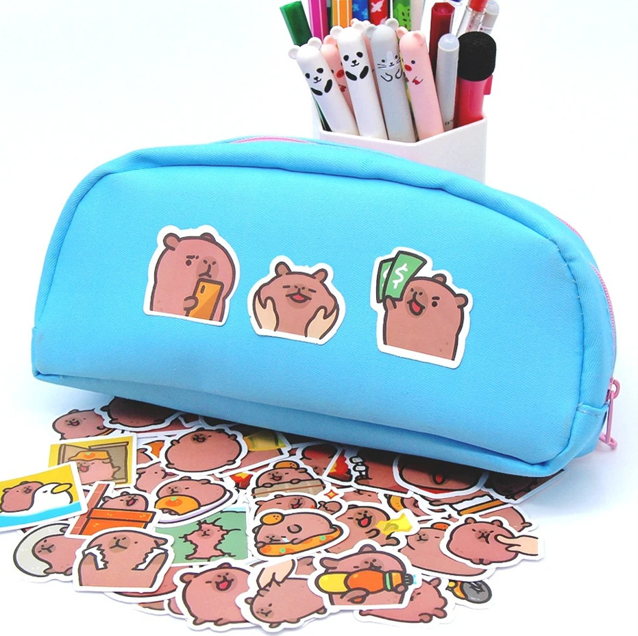 100pcs Cute Capybara Stickers Waterproof Cartoon PVC Decals for Laptop