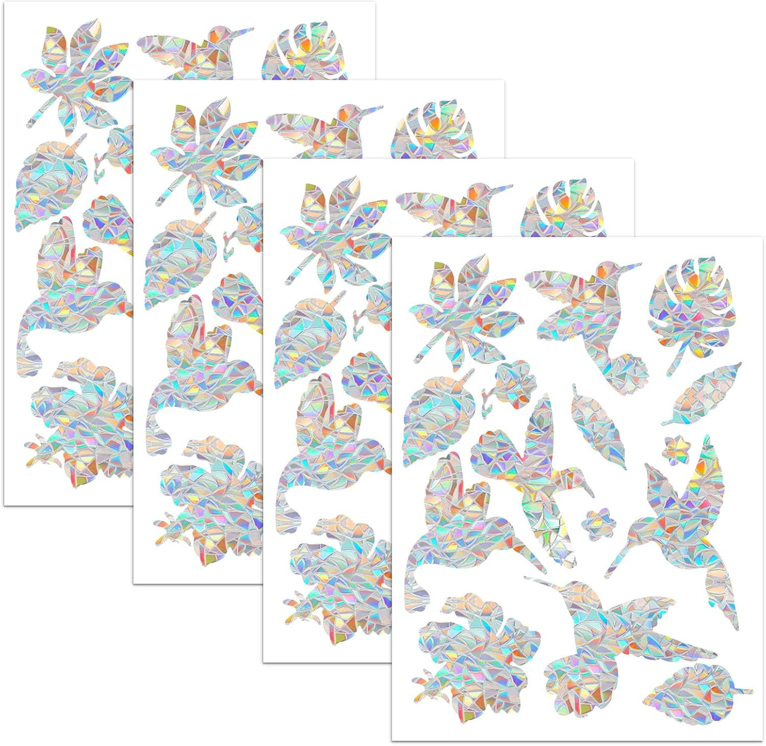 60PCS Rainbow Bird Window Clings Static Decals Anti Collision Glass Stickers PVC