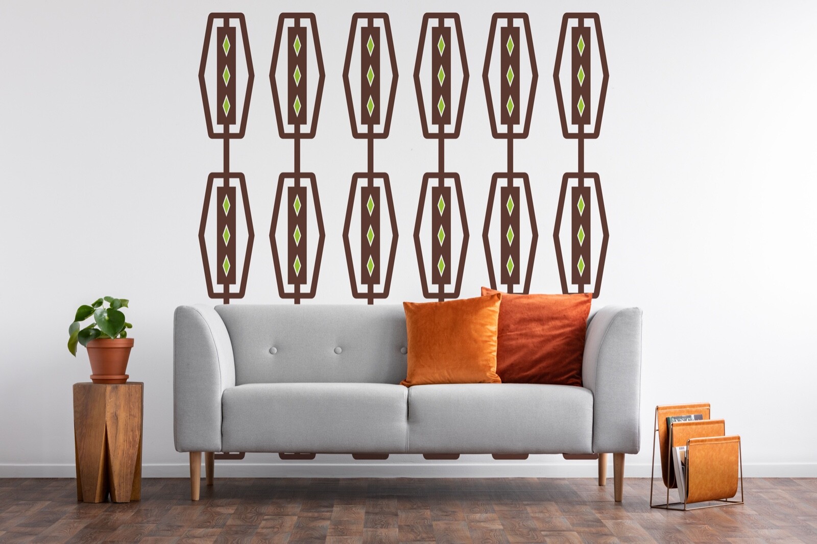 Mid Century Decals, Mid Century Wall Pattern, Retro Decals, Mcm Diamond Decals