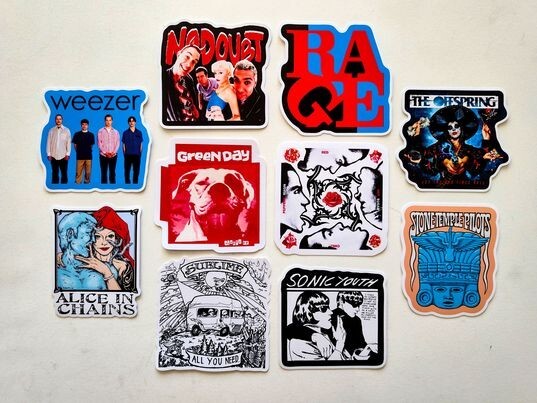 Alt 90s Bands Vinyl Sticker Pack 9 (10) NoDoubt AIC Sublime Rage Offspring RHCP