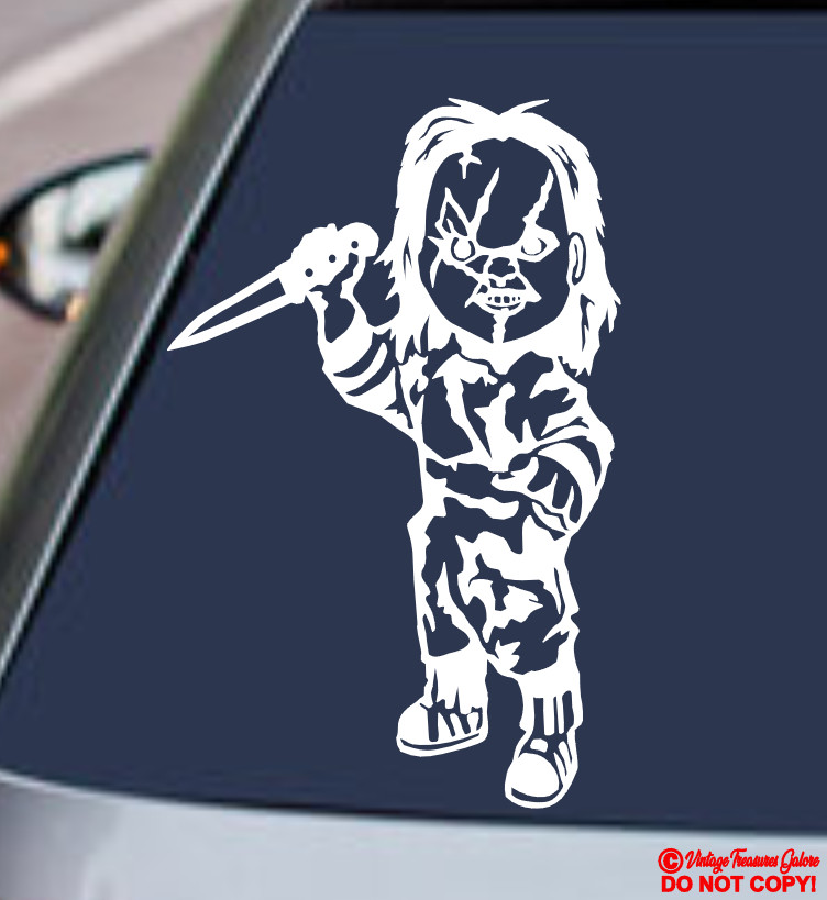 CHUCKY VINYL DECAL STICKER CAR REAR WINDOW BUMPER CHILD'S PLAY HORROR MOVIE DOLL