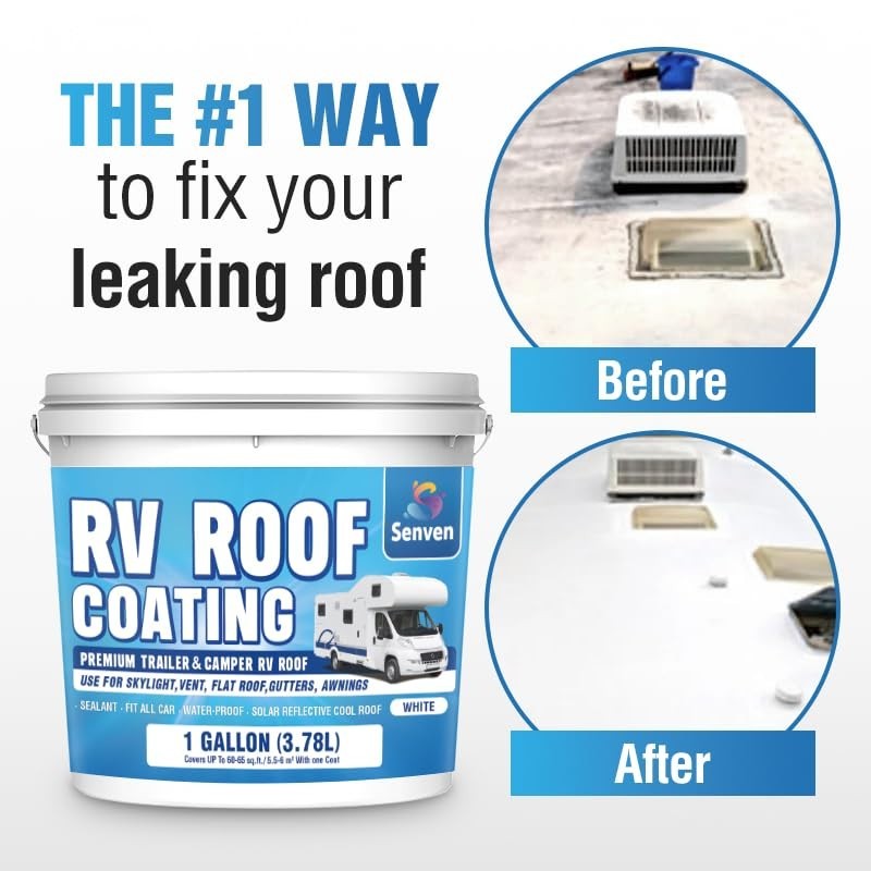 RV Roof Sealant RV Roof Coating RV Roof Sealant White 1 Gallon Waterproof Sol…