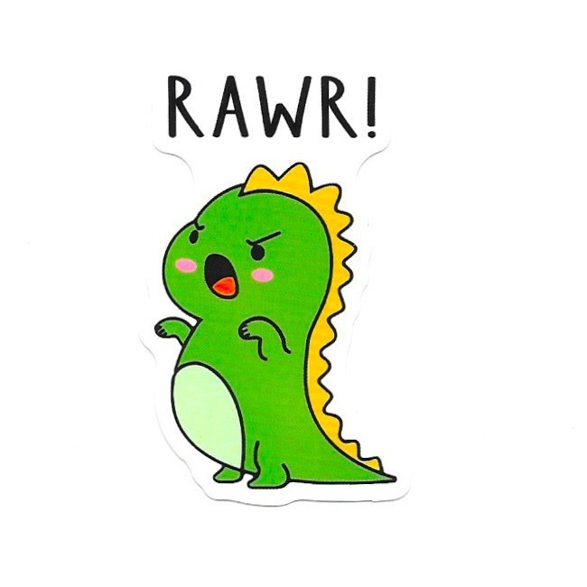 Dinosaur RAWR Vinyl Sticker Cute Green T-Rex Kawaii Monster Funny Dino
