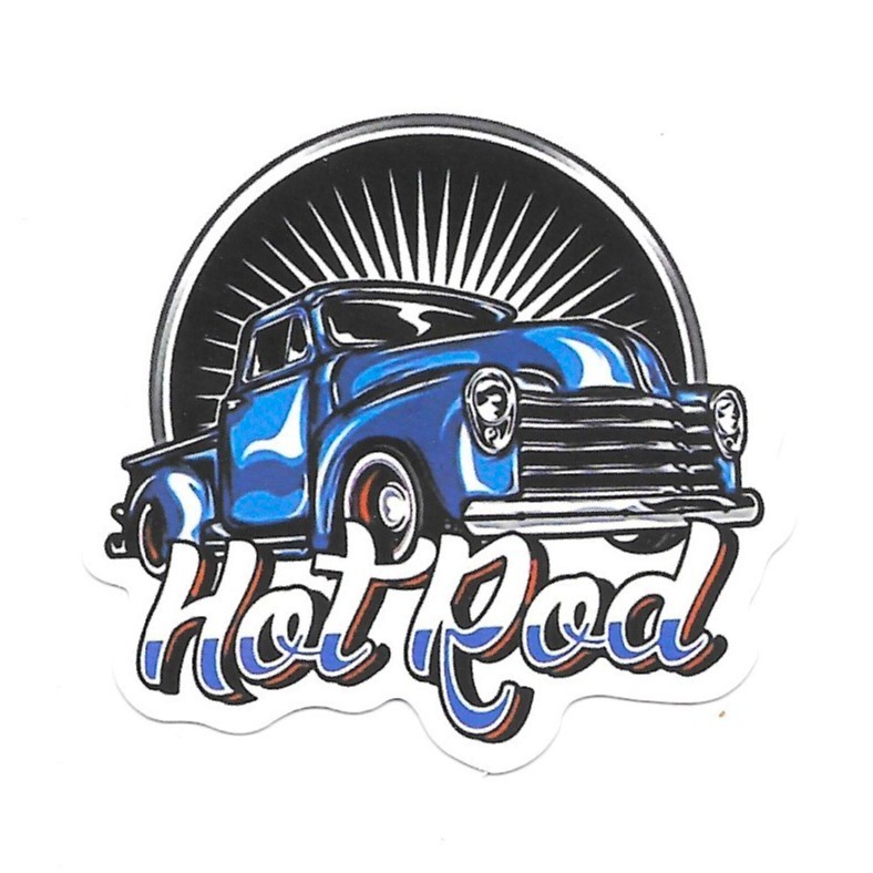 Hot Rod Blue Truck Vinyl Sticker Vintage Pickup Decal Retro Chevy GMC Garage Art
