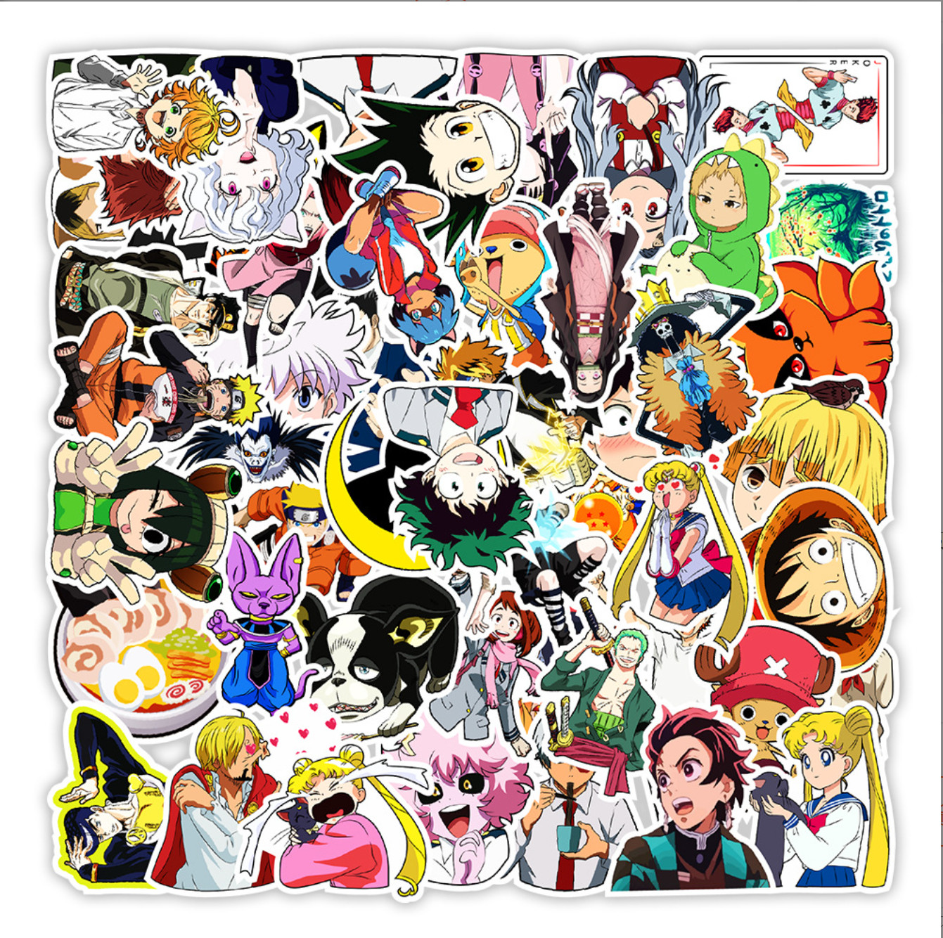 50 Pcs Stickers Anime Character Skateboard Luggage Car Bomb Graffiti Phone Vinyl
