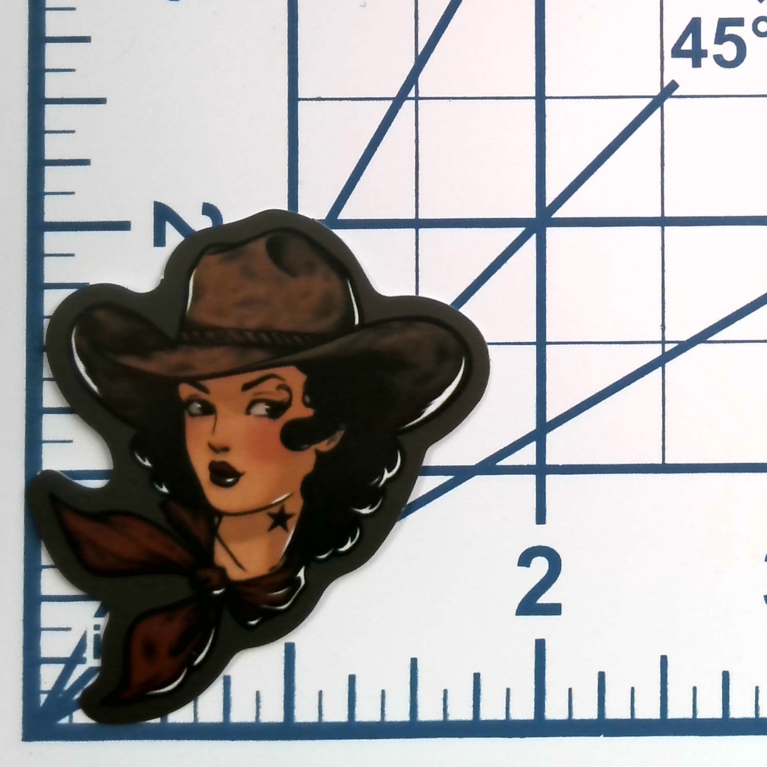 Vintage Cowgirl Portrait Vinyl Sticker Retro Western Tattoo Art Pinup Decal