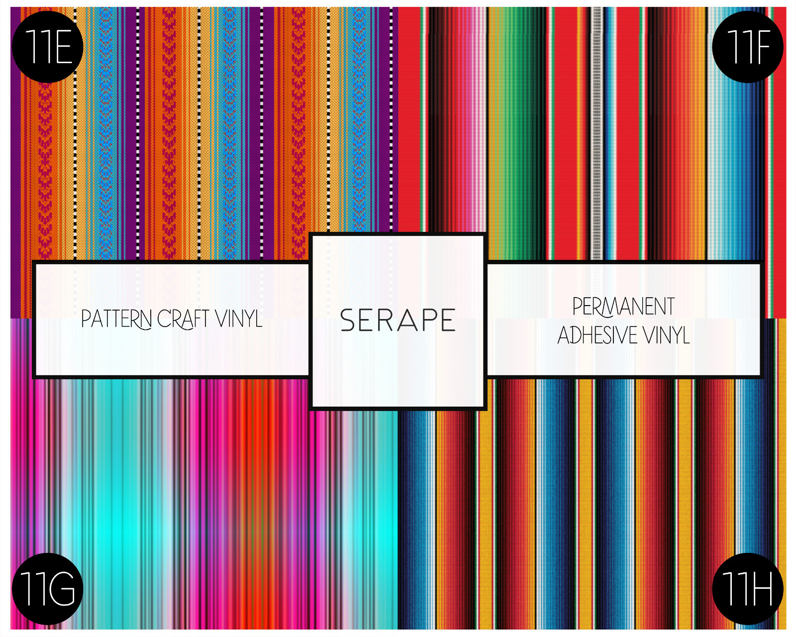 Serape Patterned Premium Vinyl, for use with all Cricut cutting machines (12")