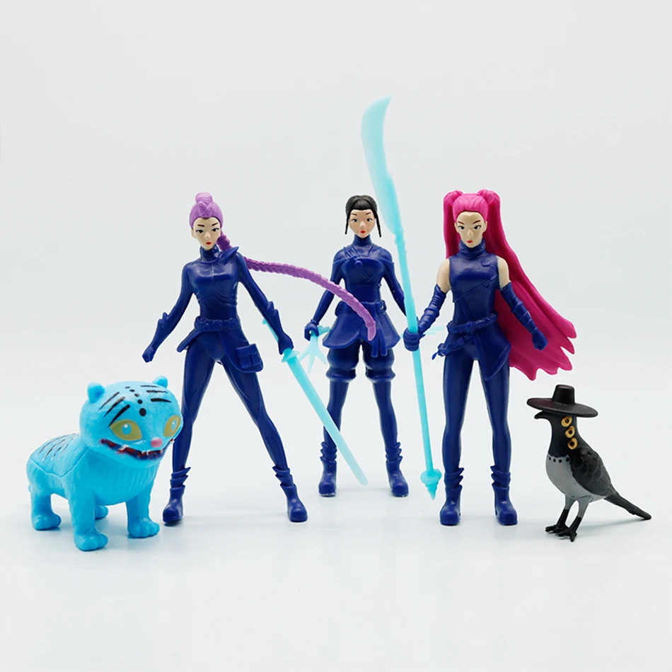 K Pop Demon Hunter Witch Girl Anime Figures 5Pcs Collectible Dolls Set