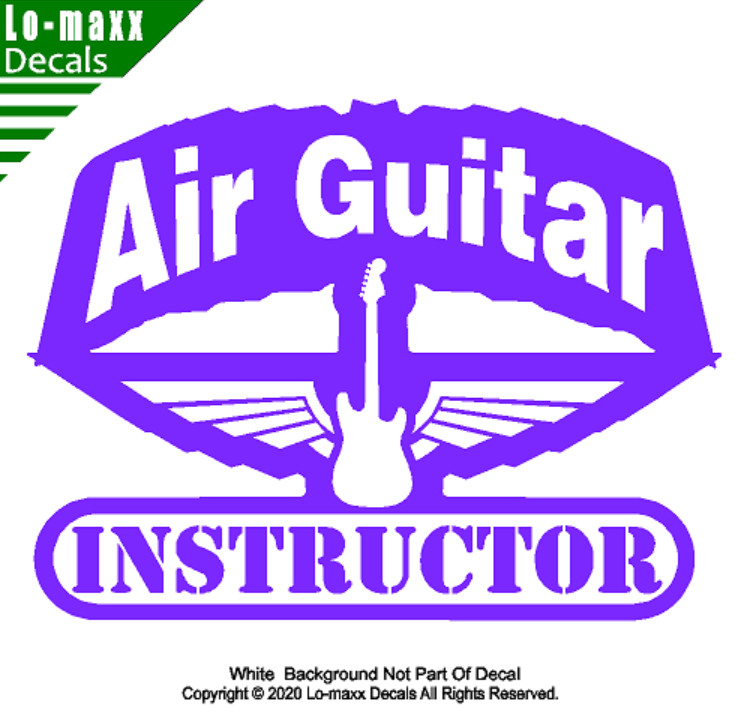 Air Guitar Instructor Rock & Roll Winged Electric Guitar Die Cut Vinyl Decal