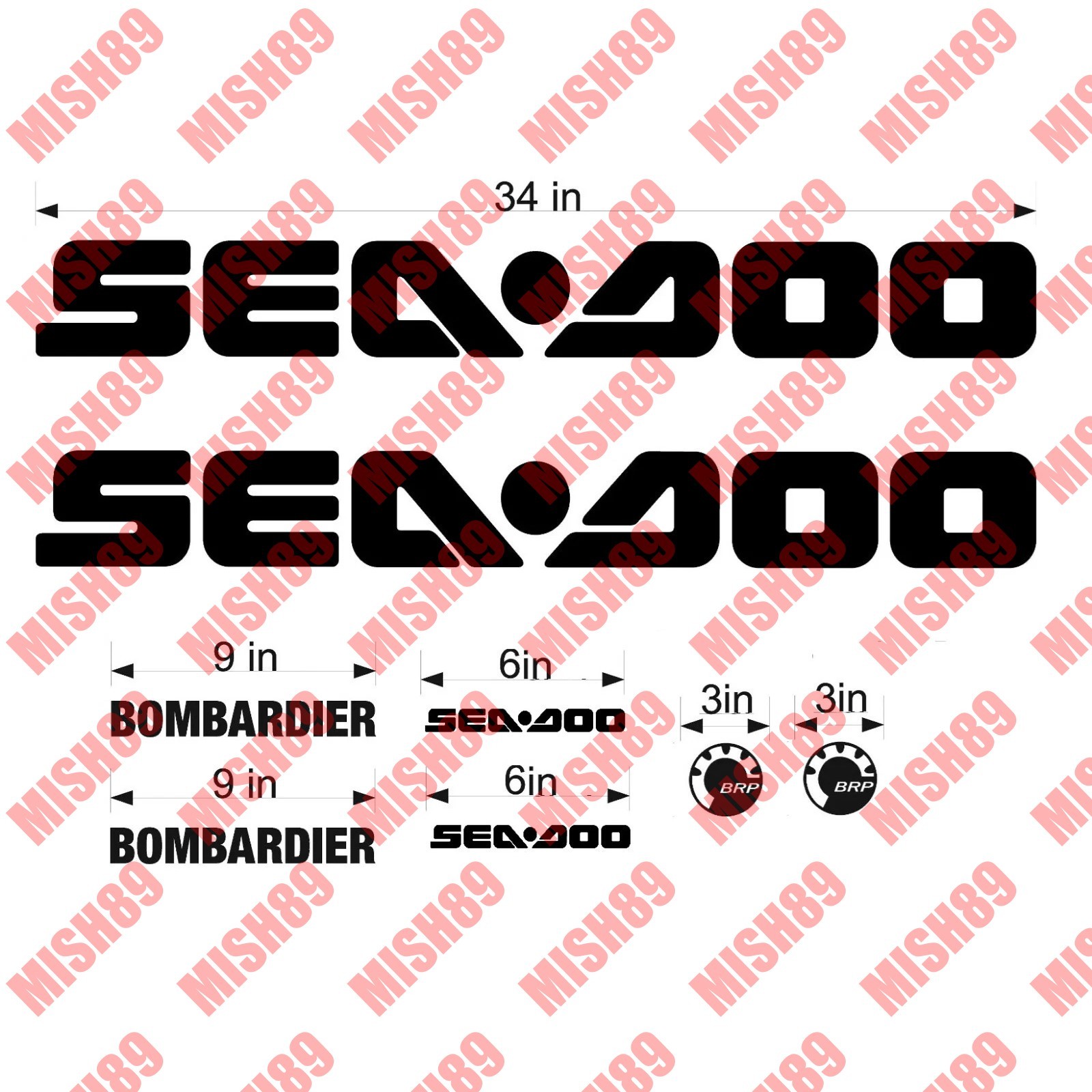 SEA-DOO Decal Seadoo BRP Vinyl Stickers Watercraft Replacement Decals ANY COLOR