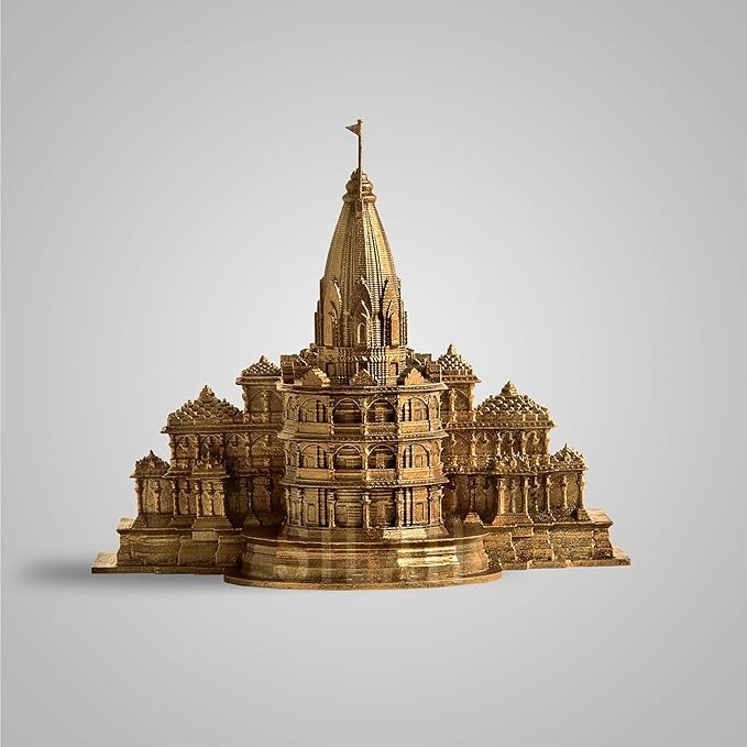 Ayodhya Ram Mandir Replica Sculpture – 6 Inch Antique Bronze – Ideal for Home