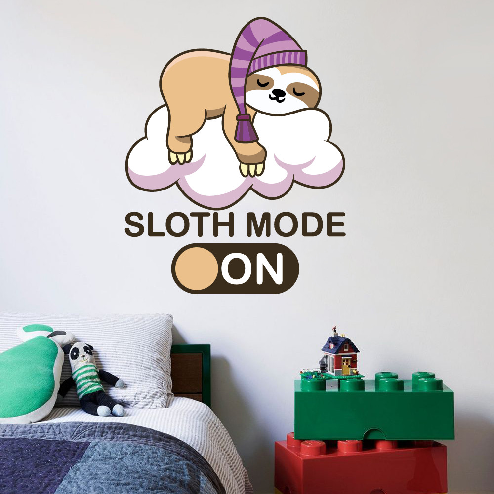Multicolored Sleepy Sloth Animal Decor Art Home Bedroom Vinyl Wall Decal 20×25
