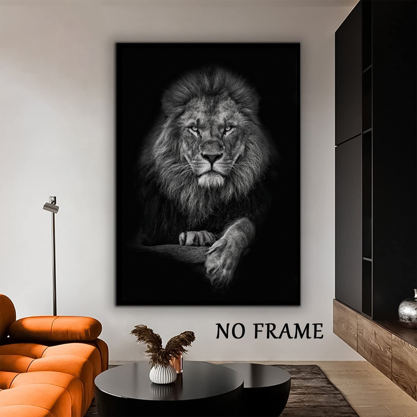 Black And White Lion Canvas Wall Art Animal Prints Portraits Lion Head Wall A…