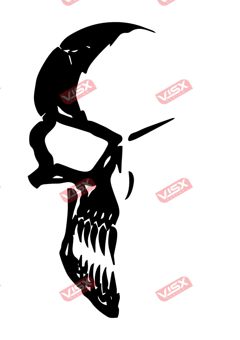 Half Skull Decal Sticker Car Auto Vehicle Vinyl Spooky Horror Skeleton Bones