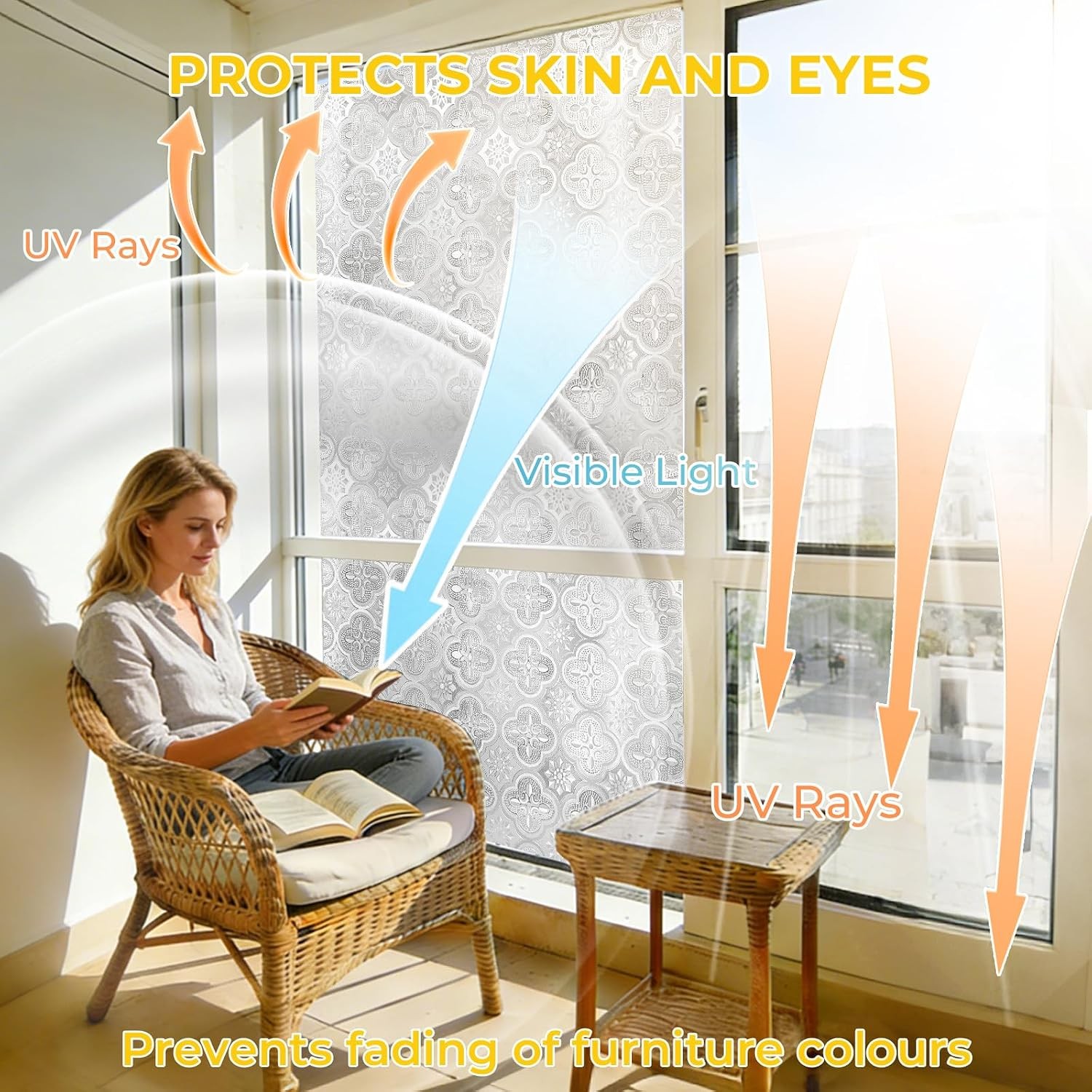 Window Privacy Film Decorative for Front Door, Bathroom Static Cling Stained …