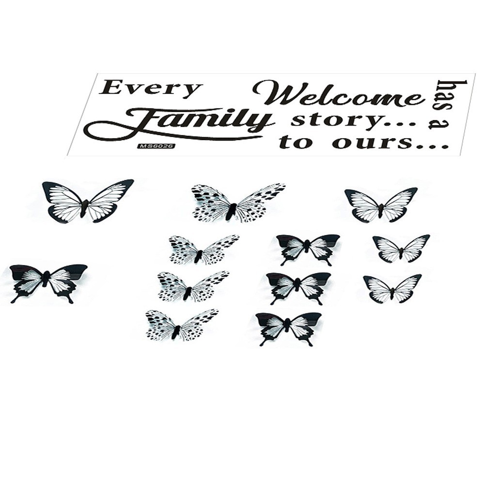 Family Wall Stickers 28*58cm Art Butterflies DIY Decal Decor Home Large