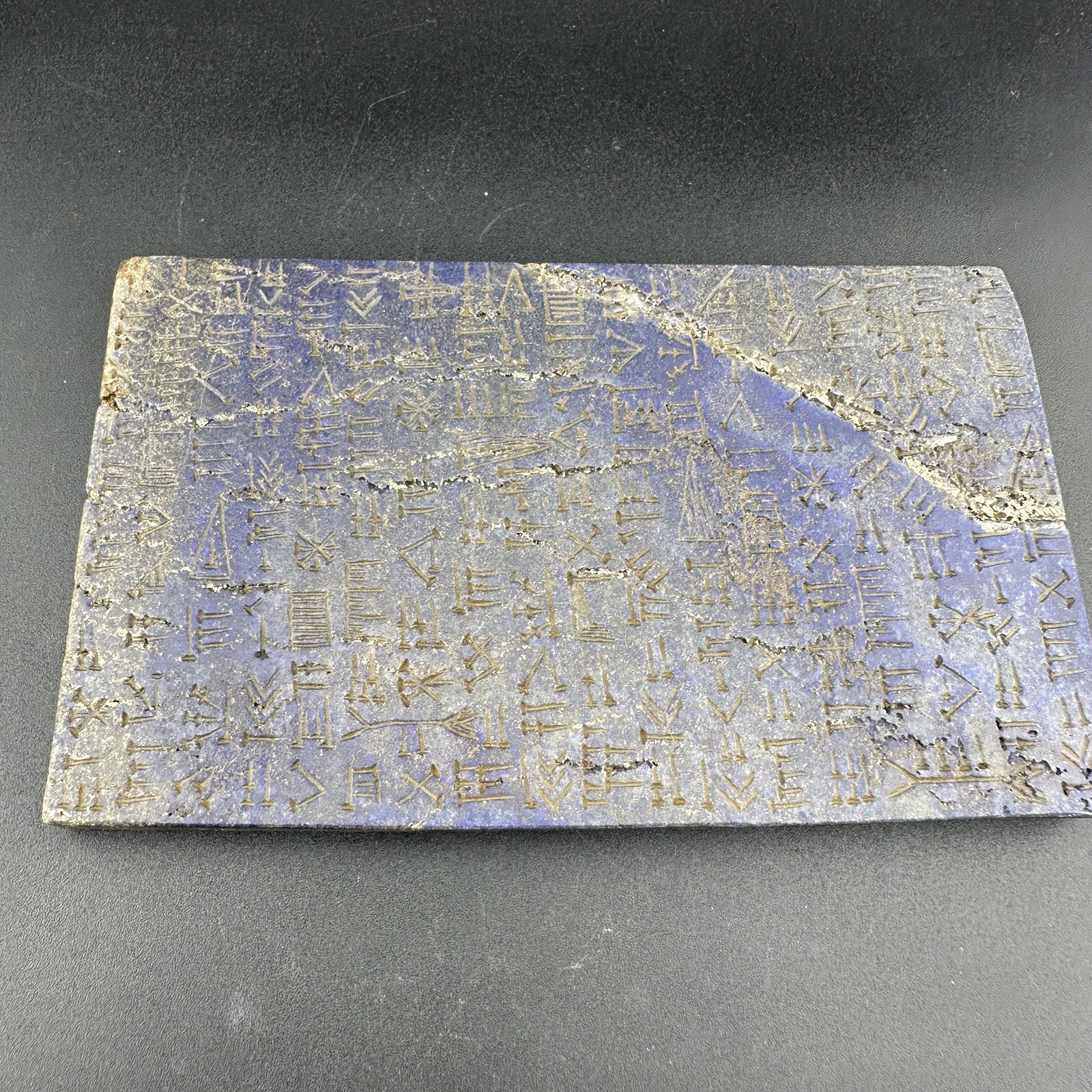 Lapis Lazuli Carved Till Shape Unique Design And Writing