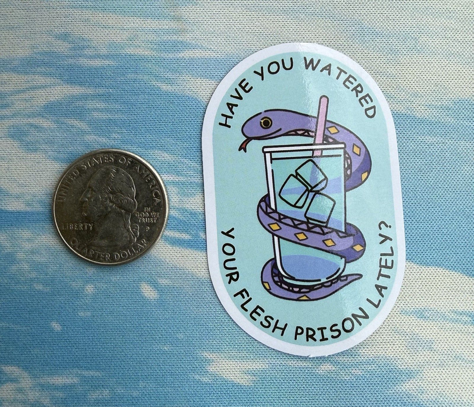 Snake Humor Vinyl Oval Sticker Removable Decorative For Laptop Water Bottle