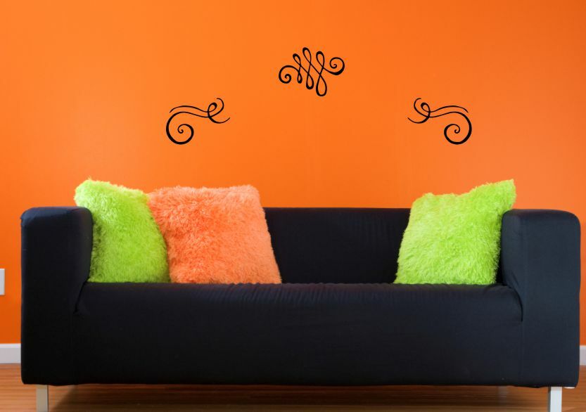 3pc Swirls Wall Art Stickers Vinyl Decals Living Room Home Decor Decorative