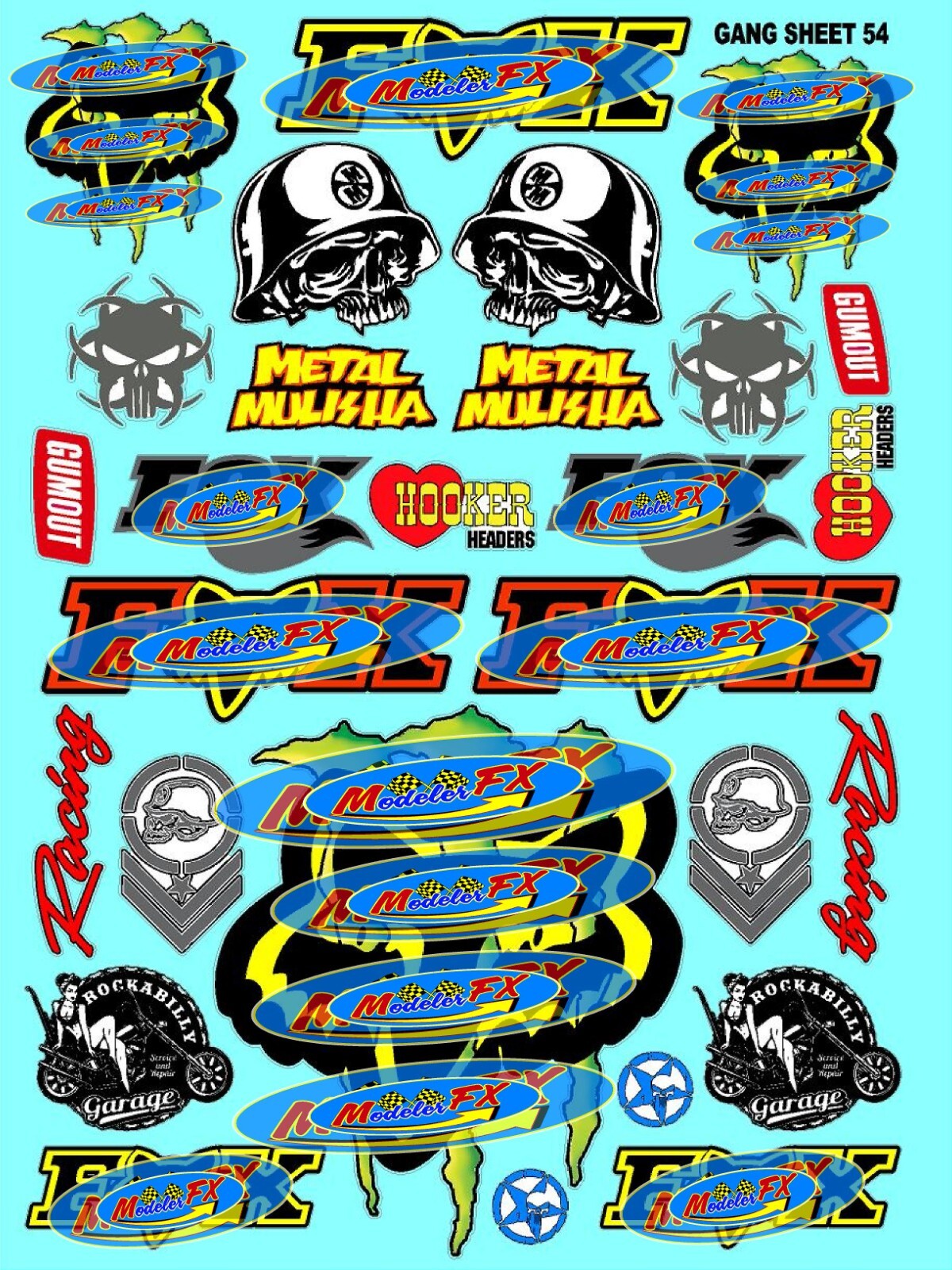 White Vinyl Sticker Sheet 54 F1cateyes-R/C MODEL Decal fits 1/24-1/16 Scale CUT