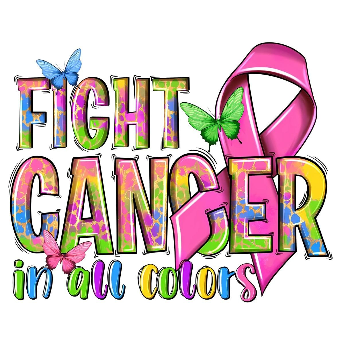 Fight Cancer in all Colors Sticker Decal Wall Mirror Cup Tumblr Locker Bin