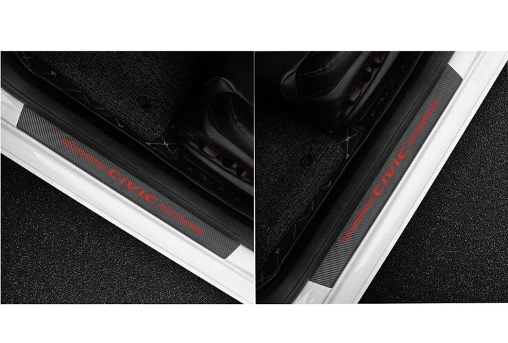 4PCS Threshold Protection Sticker Reflective Carbon Fiber Sticker Civic ￼