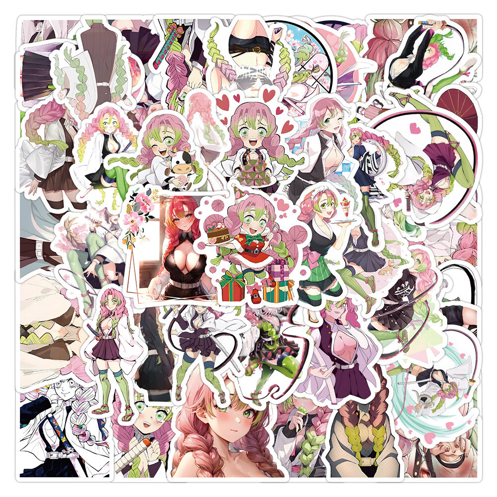 100Pcs Kanroji Mitsuri Demon Slayer Anime Stickers for Kids Bottle Waterproof