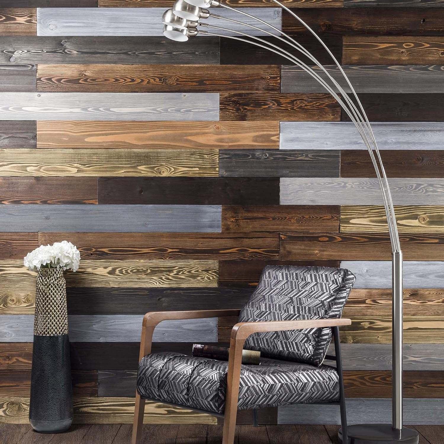 5.5 Inches Wide Barnwood Wall Planks, Rustic Solid Wood Panels, Accent Wall Deco