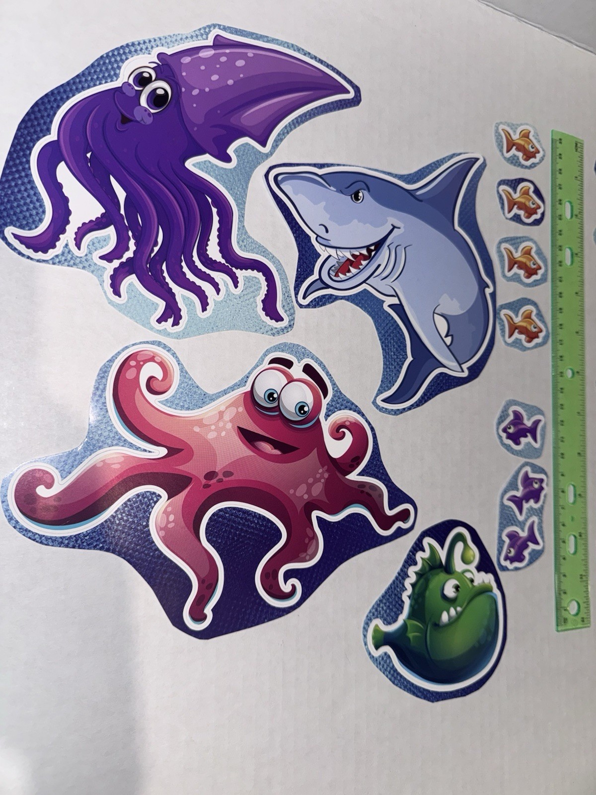 24 Ocean Themed Decal Stickers Small To Large Shark Fish Octopus Squid For Wall