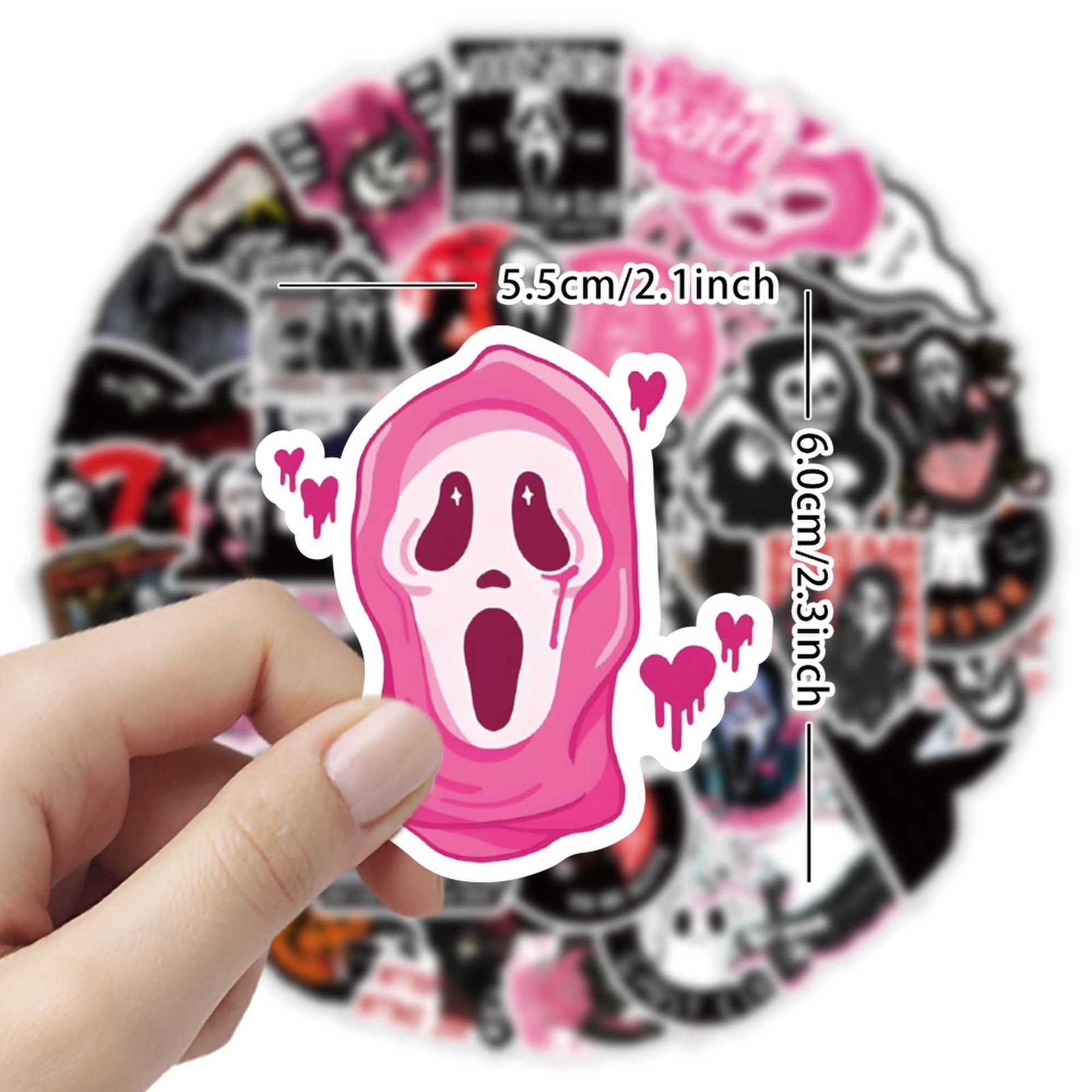 100Pcs Black Pink Gothic Skull Horror Stickers for Kids Water Bottle Waterproof