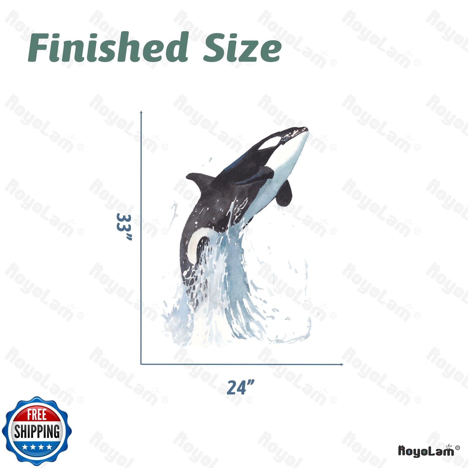 RoyoLam Killer Whale Jumping out of the Water Wall Decal Nursery Orca Sea Ani