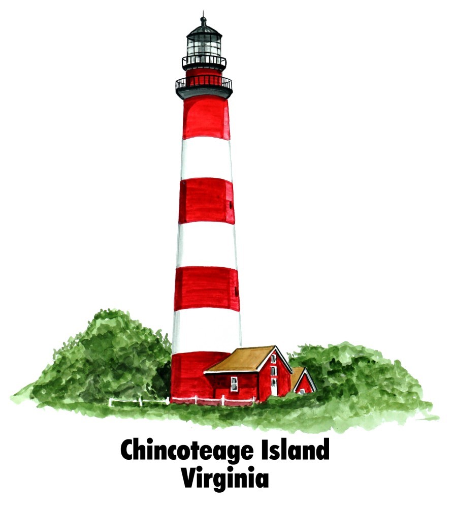Decal Vinyl Sticker Assateague Lighthouse w/Name Made in USA