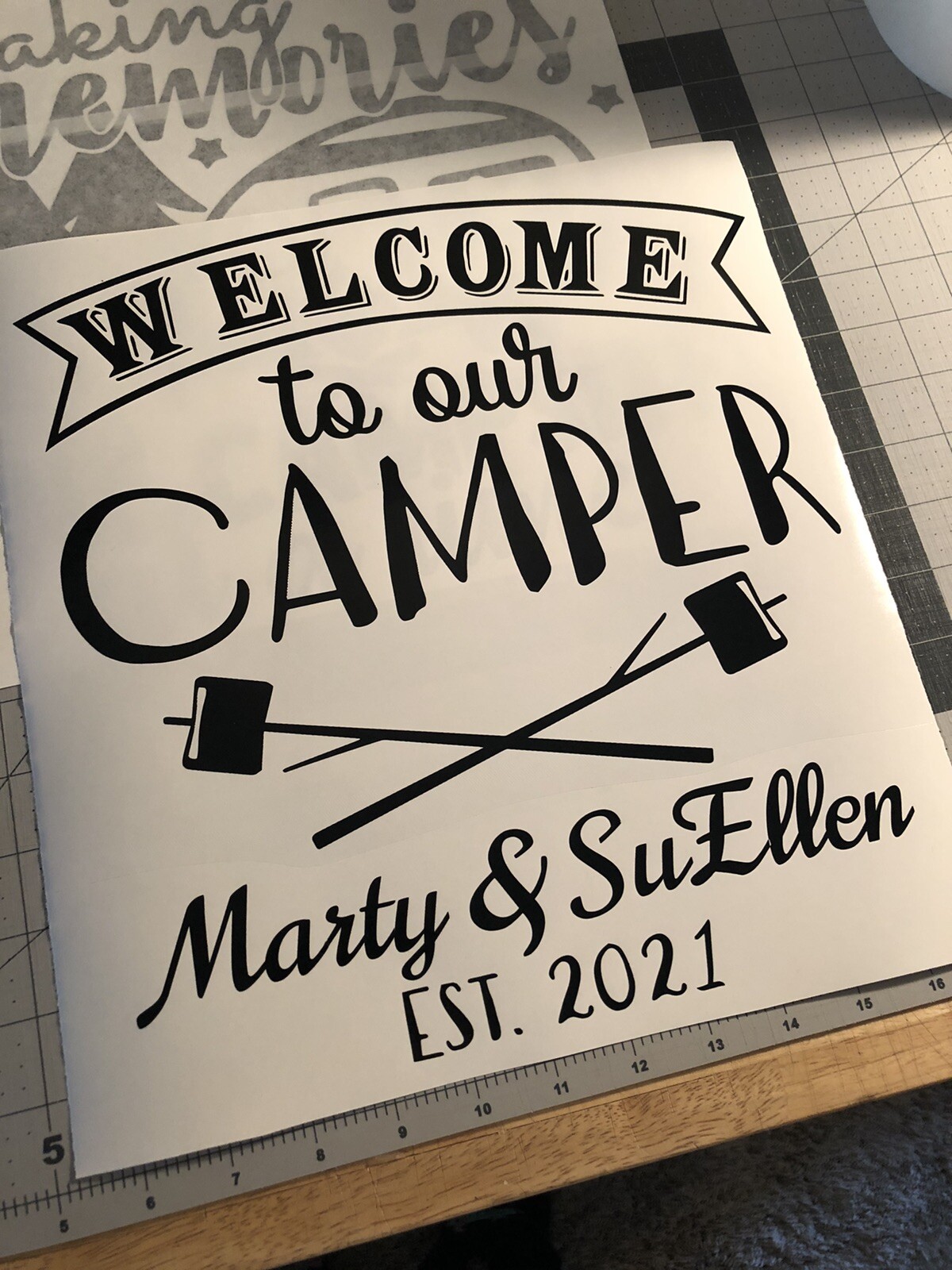 Vinyl Decal for Window- Welcome to Our Camper (May be Customized w/ Name & Date)