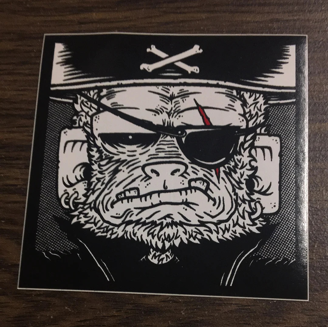 Chimp Pirate Sticker Street Urban Comic Art