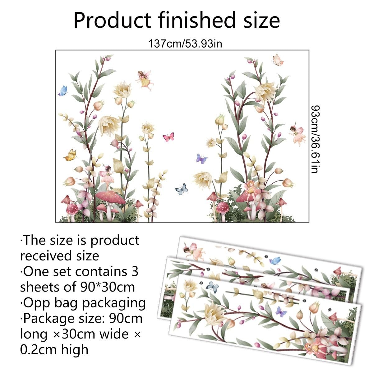 Boho Flower Wall Decals Fairy Wall Decor Wildflower Stickers with Peel and St…